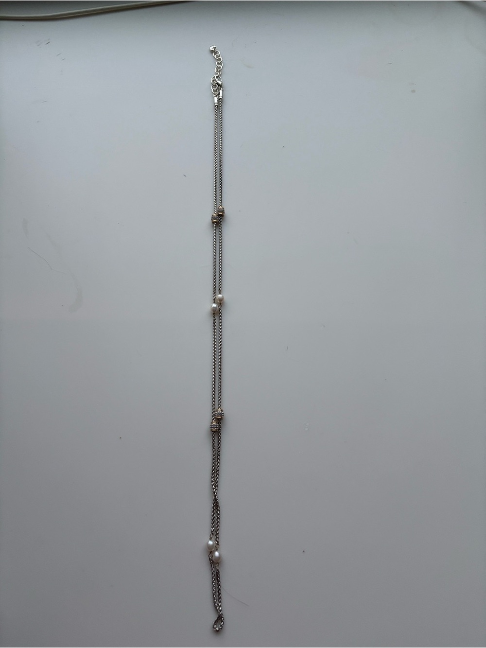 Brighton Silver-Tone Long Strand Necklace with White Pearls